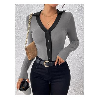 Johnny Collar Langarm-Body mit Kontrastbesatz Image