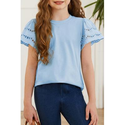 Rundhalsausschnitt Baumwoll-T-Shirt mit Flatterarmeln Image