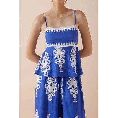Bedrucktes Camisole-Set mit quadratischem Ausschnitt und Hose mit weitem Bein Zweiteiliges Set Image
