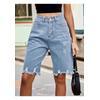 Denim-Shorts mit rohem Saum ohne Stretch