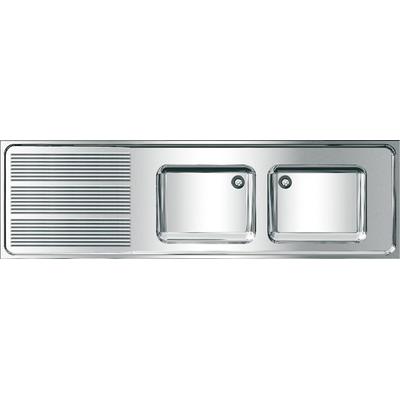 KWC Aquarotter Gewerbespüle, MAXIMA, Edelstahl, 2 Becken, 2000x432x600 mm, Tropfteil li, 2000057710 2000057710 Image