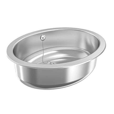 KWC Aquarotter Ovalbecken, RONDO, Edelstahl, hgl, 510x155x390 mm, Ül., Ab-u.Überlaufgarn., 360000975 3600009755 Image