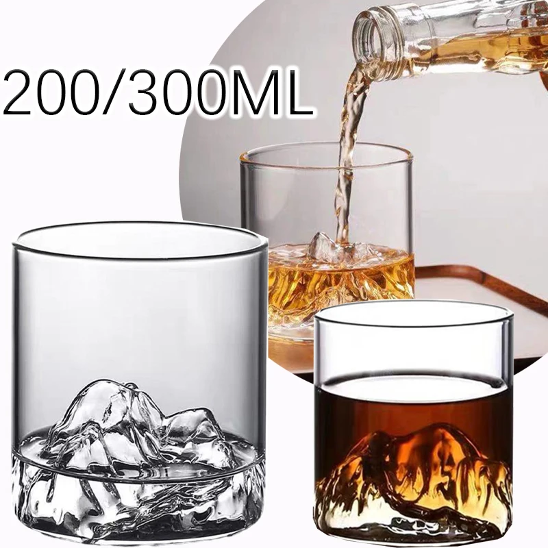 1/2/4 Stück japanisches Berg-Whisky-Glas, 200/300 ml, transparenter Bier-Wasserbecher für Bar-Party, Mehrzweck-Kaffeetasse, Glaswaren Image