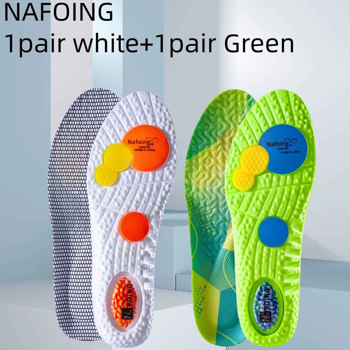 2 Paar blaue 4D-Sport-Einlegesohlen aus weichem Stoff – super atmungsaktives, stoßdämpfendes Luftkissen mit hoher Wirkung Image