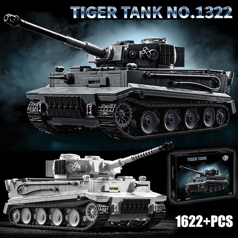 WW2 Military 1/28 Scale Franz Staudegger Tiger Heavy Tank Bausteine Set War World 2 Tiger Tanks Modell Spielzeug für Jungen Geschenke Image