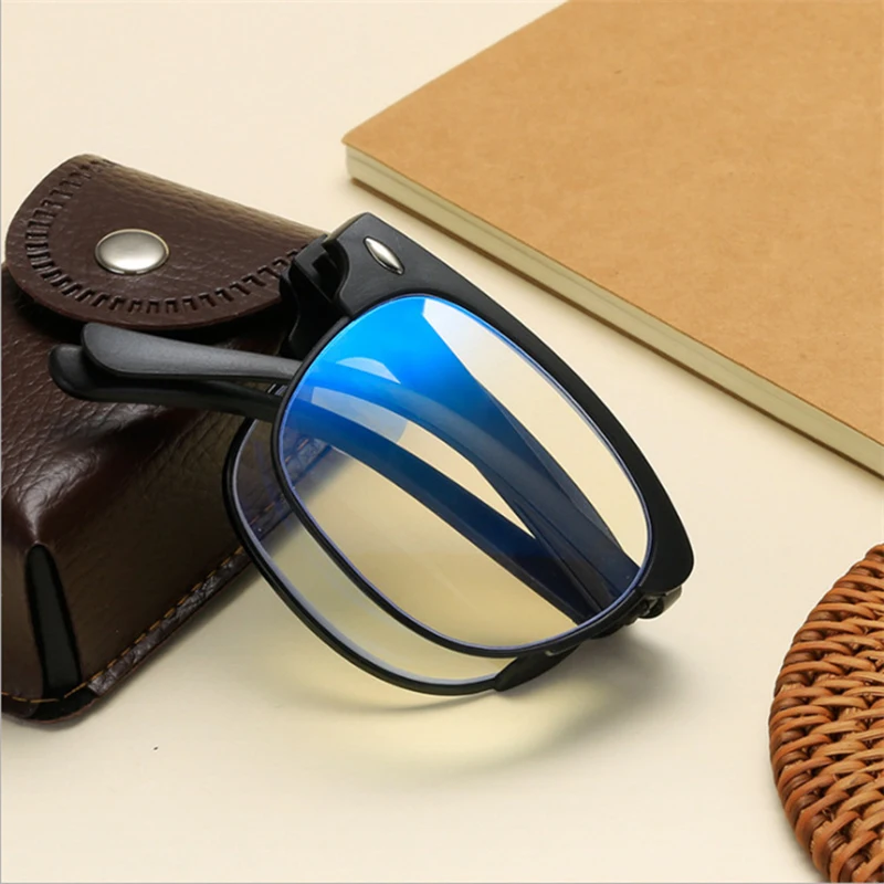 Falten Anti Blau Licht Blockieren nagel Lesebrille Frauen Männer Quadratischen rahmen Presbyopie Brille Dioptrien computer brille + 1,0 1,5 Image