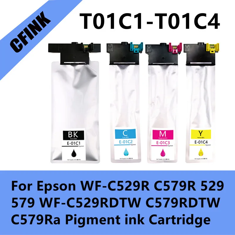 T01C T01C1 E-01C1 T01C4 Tintenbeutel kompatibel für Epson WF-C529R C579R 529 579 WF-C529RDTW WF-C579RDTW C579Ra Pigmenttintenpatrone Image