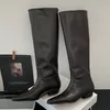 Eilyken Herbst Winter PU Leder frauen Kniehohe Stiefel Punk Stil Platz Low Heels Party Kleid Damen Schuhe