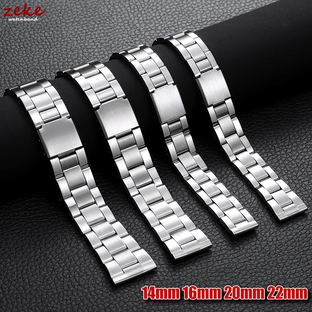 Edelstahl-Uhrenarmband, Universal-Armband, Faltschließe für Damen, Armband, 14 mm, 16 mm, 20 mm, 22 mm, Uhrengürtel-Zubehör Image