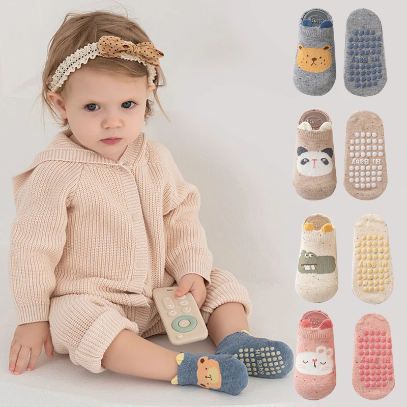 Cartoon Baby Anti-Rutsch-Socken Low Cut Baby Bodensocken Anti-Rutsch Kinder Kleinkind Socken mit Gummigriffen für Jungen Mädchen Image