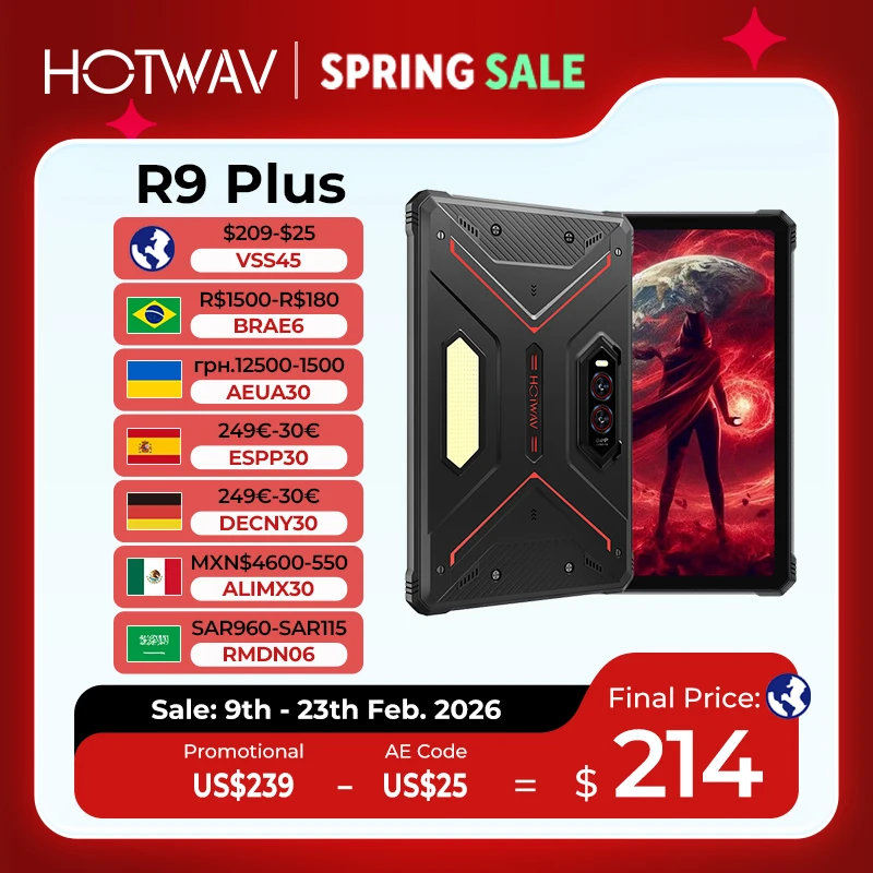 HOTWAV R9 Plus Robustes Tablet 20080 mAh Mega-Akku 11'' 2K Display Pad Android 14 8 GB 512 GB Tablet-PC mit Ständer und Handschlaufe Image