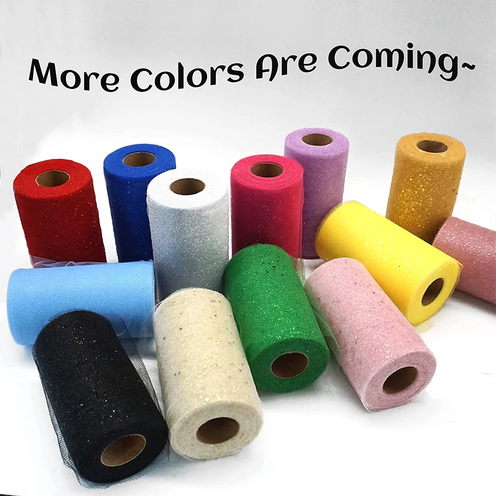 15 cm x 10 Yards glänzender Tüllstoff, Rolle, Stuhlschärpen, Schleife, Tischläufer, Swag, DIY für Hochzeit, Party, Geburtstag, Event-Dekoration Image