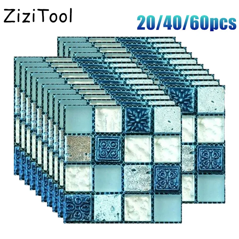 Retro-Mosaik-Fliesenaufkleber, selbstklebende dekorative Fliesen-Tapete zum Abziehen und Aufkleben für Küche, Badezimmer, Heimdekoration