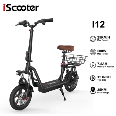 Iscooter i12 faltbarer Elektro roller für Erwachsene mit Sitz E-Scooter 25 km/h Elektro roller 500w Skateboards Kick board