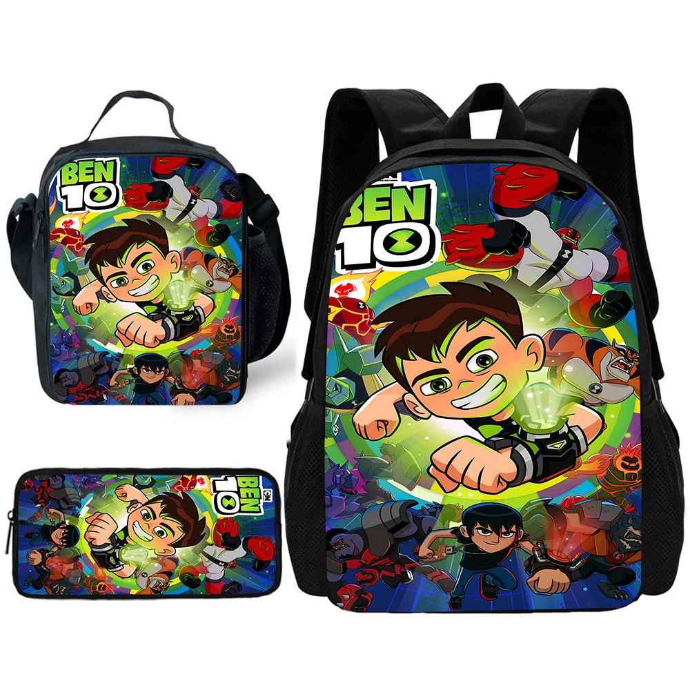 Sac à dos d'école pour enfants Ben Tennyson 10, avec sacs à déjeuner, sacs à crayons, sacs d'école pour garçons et filles, meilleur cadeau