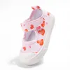 Frühling Sommer Mädchen Herz Rosa Zitronengelb Leinwand Schuhe Niedlichen Cartoon Druck Niedrigen Karree Casual Sicherheit Zehe Baby Komfort