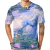 Malerei Druck T Shirt Für Paar Seerosen Monet Grafik O Neck T-Shirts Sommer Hippie Tops Kurzarm Plus Größe Tees Geschenk