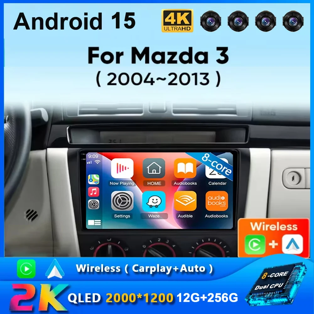 Android 15 Carplay For Mazda 3 2004 2005 2006 2007 2008 2009 Car Radio With BOSE Multimedia Player 2 Din Stereo GPS DVD