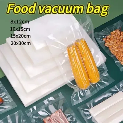 100pcs Food Vacuum Packaging Bags Transparent Food Storage Bags Heat Seal Vacuum Pouches for Grains Meat Seafood Vegetables Nuts