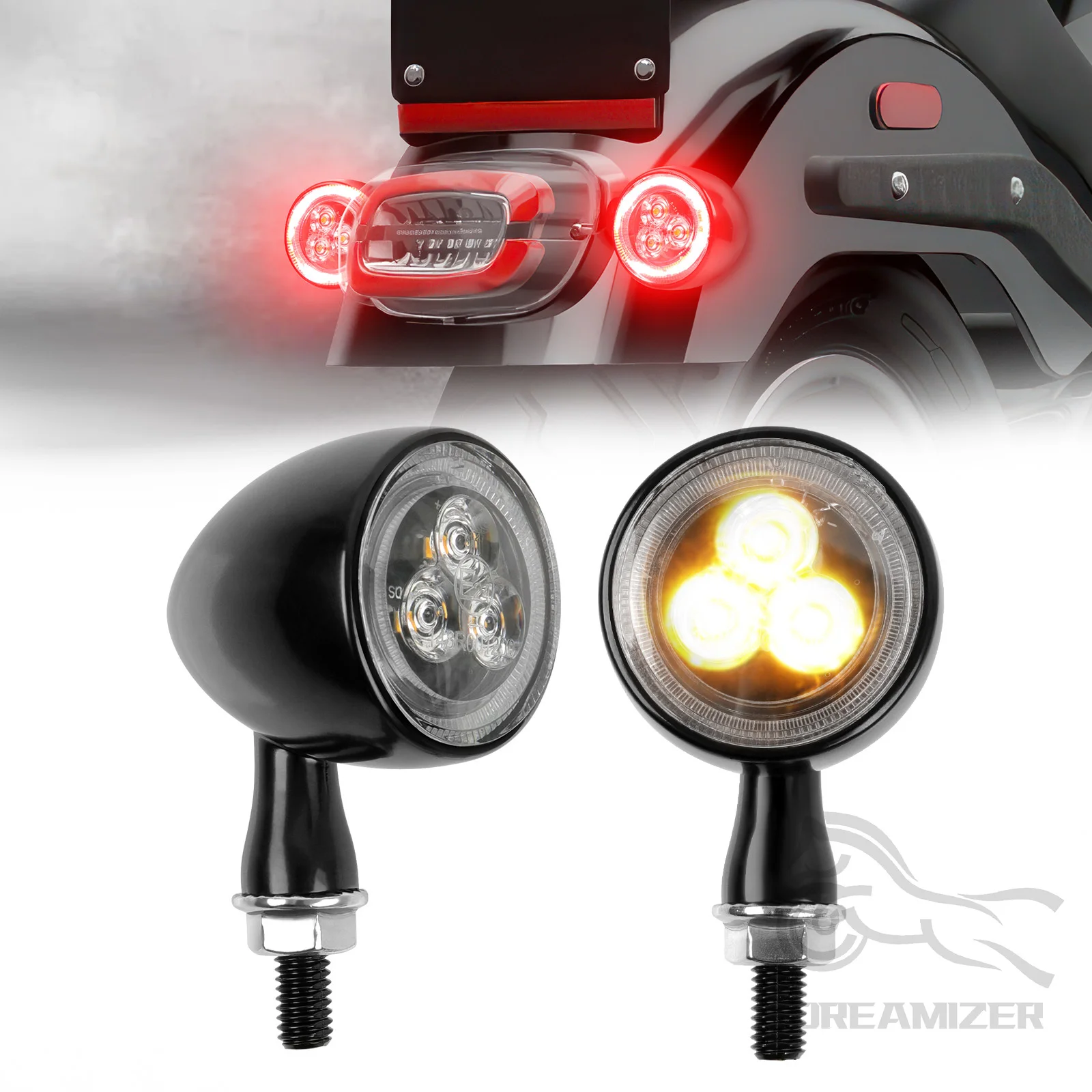 Indicatori di direzione a proiettile a LED per moto Indicatore luminoso lampeggiante Ambra Rosso Bianco Lampada 12V 8mm Lampeggiatore Lampada per indicatori di direzione per moto
