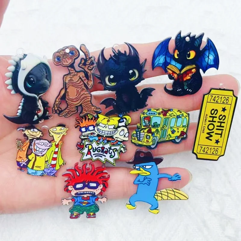 10pcs Acrylic cartoon character earrings keychains jewelry pendants DIY jewelry accessories pendants