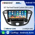 ESSGOO Autoradio 2 DIN Android 14 Schermo Touch HD 10 Pollici per Ford Transit Custom 2012-2021 CarPlay Senza Fili Android Auto GPS Navigazione WiFi Bluetooth FM Mirror Link Lettore Multimediale Video