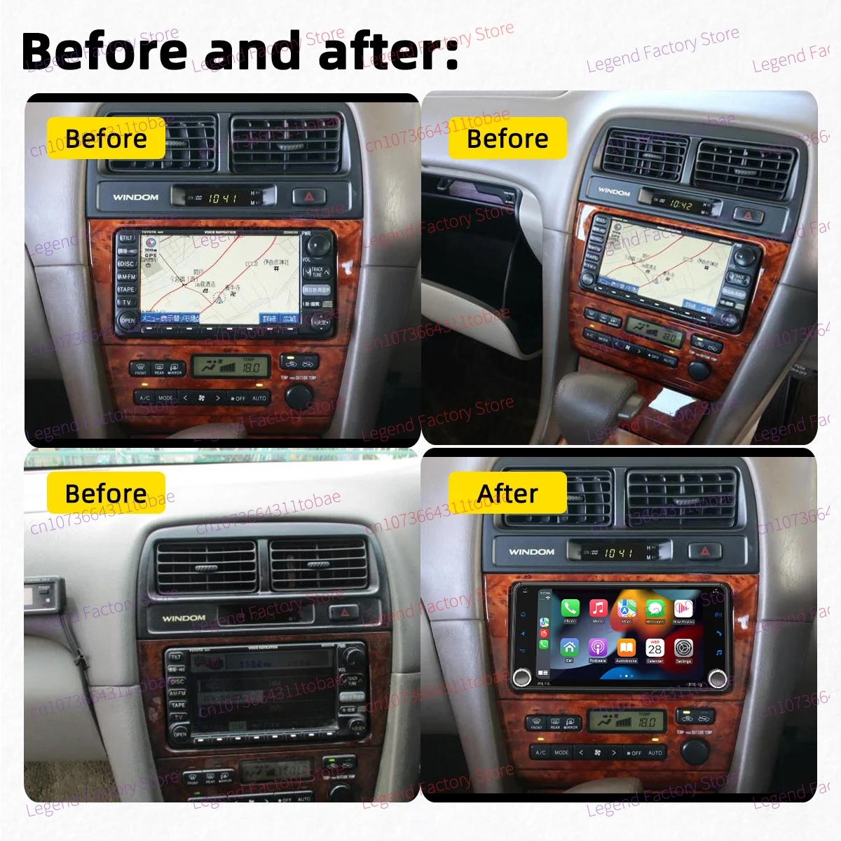 Wireless Carplay Android Auto Android Car Multimedia 2 Din Radio for Toyota Windom 1996-2000 Head Unit GPS WIFI 7" Screen Stereo