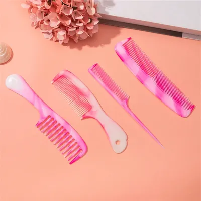 4pcs/1set Colorful Wide Tooth Comb Set, Shampoo Comb, Suitable For Wet Or Dry Hair, Men's And Women's Styling Combs