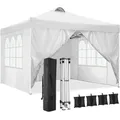 Gazebo da Giardino Pieghevole Gazebo Impermeabile Tenda da Giardino con Prese D'aria 4 Pareti Laterali e 4 Borsa, Bianca