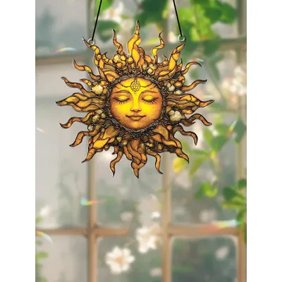 Boho Style Sun Face Suncatcher Bedroom Living Room Window Decor Sun Hanging Decorations Unique Gift for Home & Garden Art Lovers