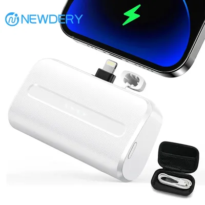 NEWDERY 6600mAh Power Bank Mini External Auxiliary Battery Portable Powerbank for iPhone 13 12 11 8 7 6 Plus Small Battery Pack