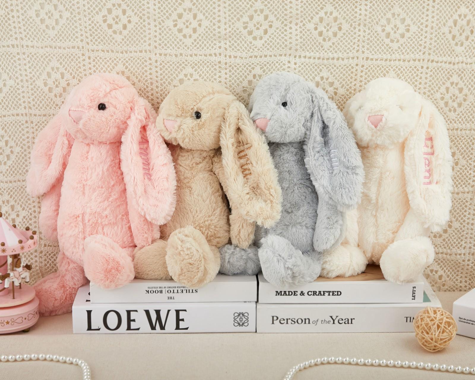Coniglietto ricamato personalizzato, coniglietto di peluche personalizzato, coniglietto con monogramma personalizzato, coniglietto di peluche morbido,