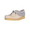 Schnürschuh CLARKS "Wallabee", Damen, Gr. 37,5, blau (hellblau), Leder, casual, Schuhe, im kultigen Wildlederdesign mit texturiertem Touch