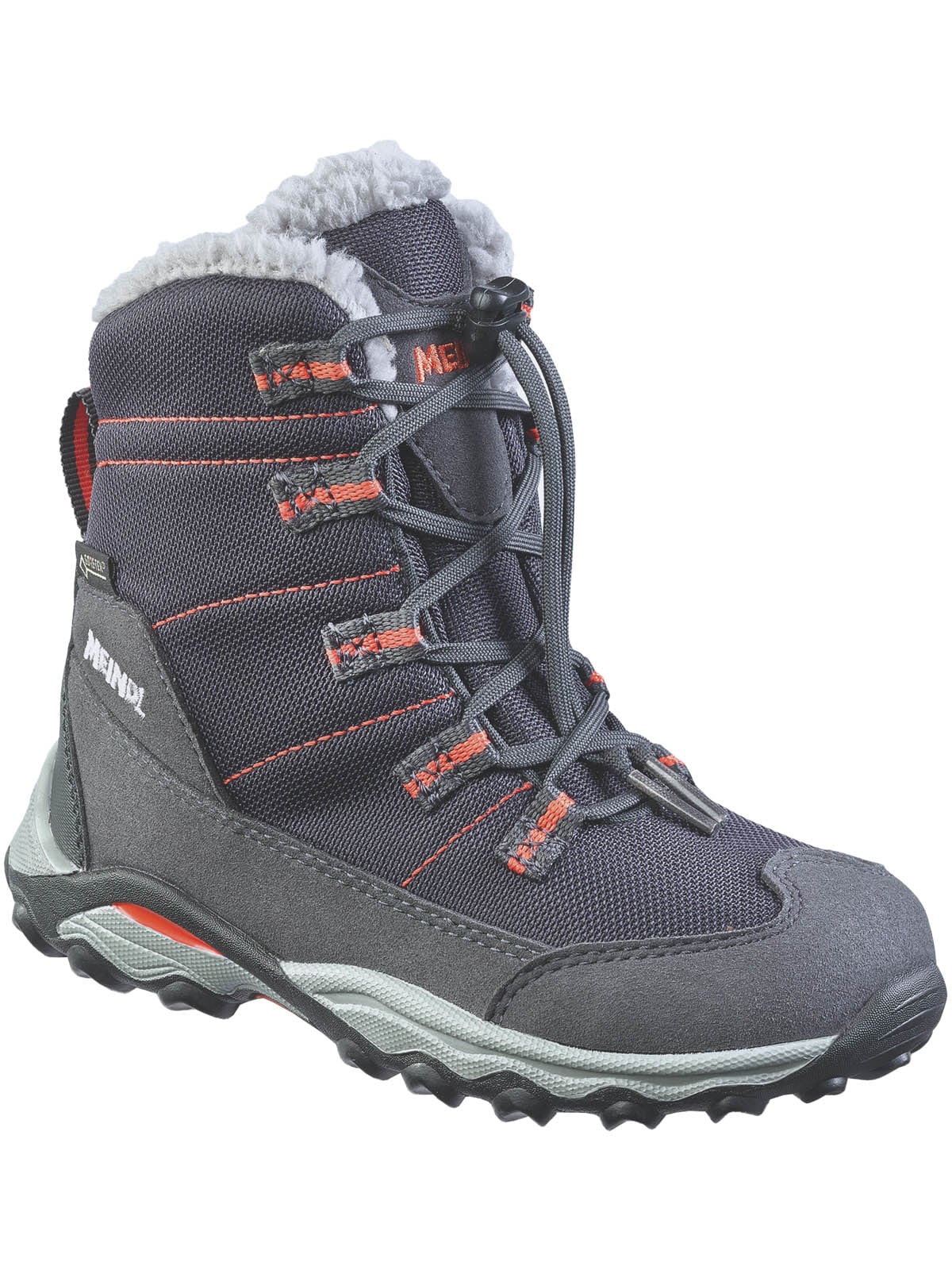 Wanderschuh MEINDL "Meindl Yolup Junior schwarz/orange", Kinder, Gr. 36, schwarz, Mesh, Veloursleder, unifarben, Basic, Schuhe Wanderschuh, GORE-TEX – Winddicht, wasserdicht und atmungsaktiv