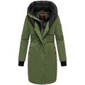 Kurzmantel NAVAHOO "Snowelf", Damen, Gr. XS (34), grün (olivgrün), Obermaterial: 45% Baumwolle, 55% Nylon, Futter: 100% Polyester, Wattierung: 100% Polyester, Ärmelfutter: 100% Polyester, casual, gerade knielang, Langarm Ärmel ohne Ärmelschlitz...