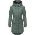 Regenjacke PEAK TIME "L60042", Damen, Gr. XS (34), grau (graugrün), Obermaterial: 100% Polyurethan, Futter 1: 100% Polyester, Futter 2: 60% Baumwolle, 40% Polyester, Wattierung: 100% Polyester, modisch, tailliert ca. Mitte Oberschenkel, Langarm...