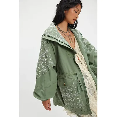 Bali Until Dawn Jacket at Free People in Oil Green, Size: Small