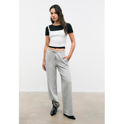 Stradivarius Drawstring jogging trousers Grey melange XXS