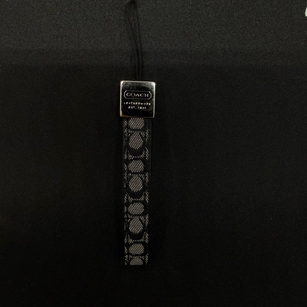 Coach Cell Phones & Accessories | Coach Signature Black And Gray Monogram Silver Phone Strap | Color: Black/Gray | Size: Os