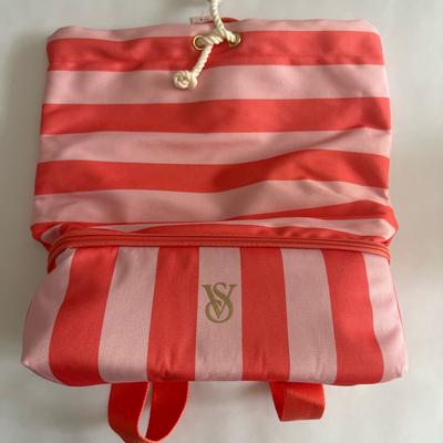 Victoria's Secret Bags | Victoria's Secret Coral And Pink Striped Beach Cooler Backpack | Color: Pink | Size: Os