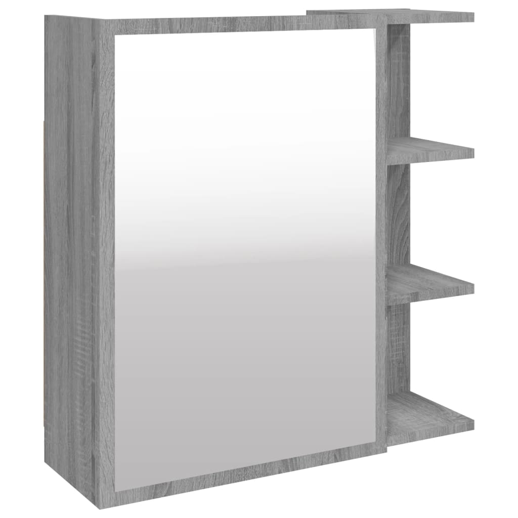 vidaXL Bad-Spiegelschrank Grau Sonoma 62,5x20,5x64 cm Holzwerkstoff Image