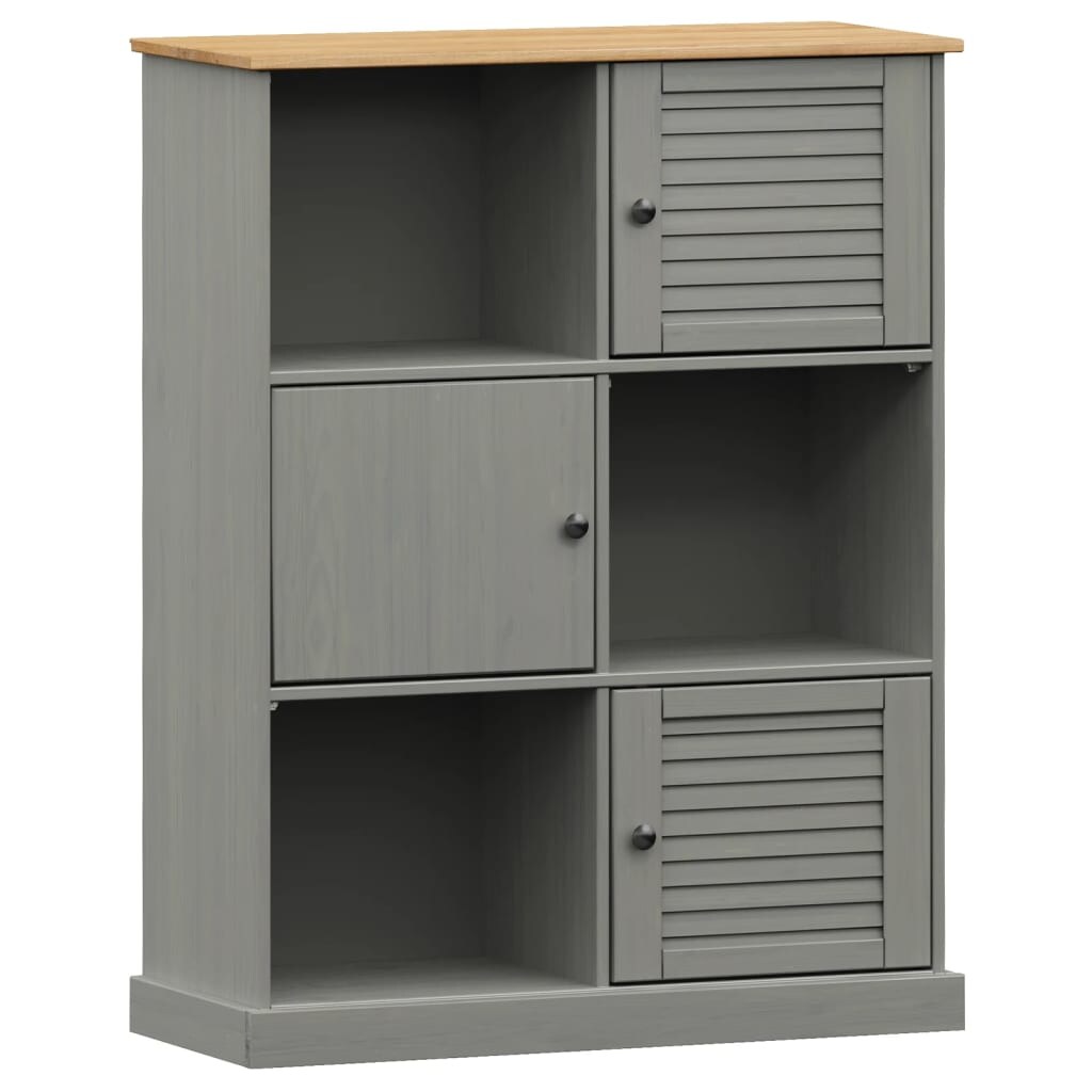 vidaXL Bücherregal VIGO Grau 90x35x114,5 cm Massivholz Kiefer Image