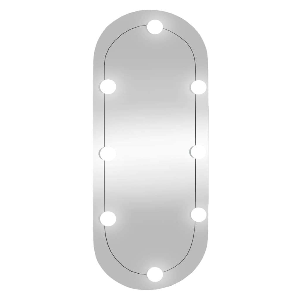 vidaXL Wandspiegel mit LED-Leuchten 35x80 cm Glas Oval Image