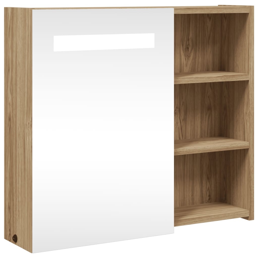 vidaXL Spiegelschrank mit LED-Beleuchtung Eichenoptik 60x13x52 cm Image