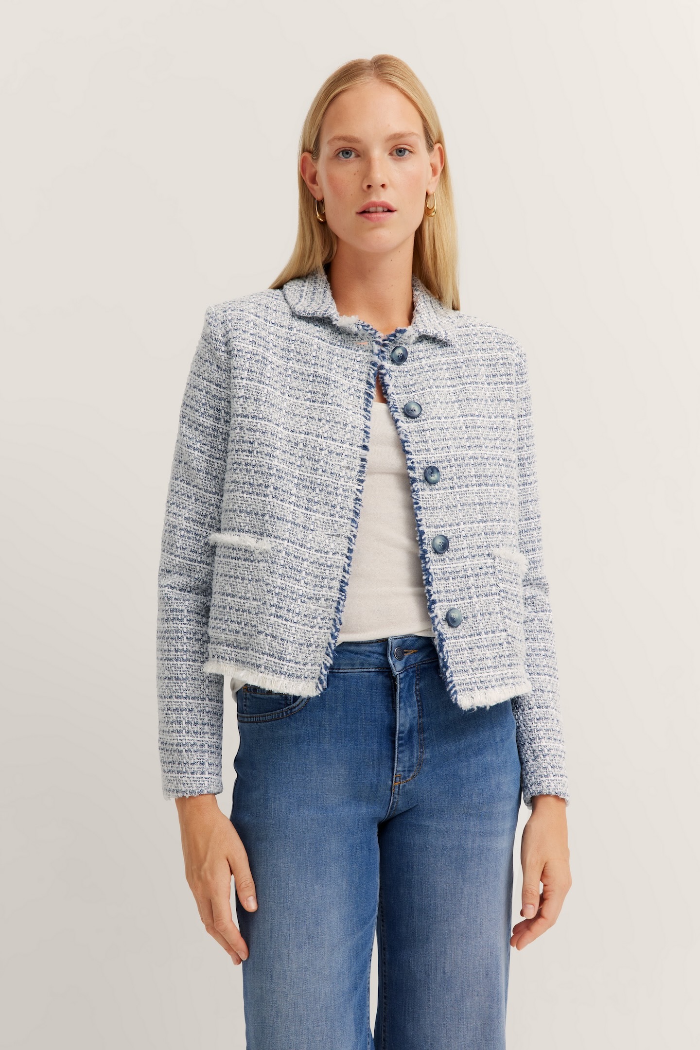Bugatti Damen Bouclé Jacke mit Knopfleiste Image