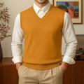 Per uomo Felpa Gilet Maglione A Coste Maglia Top Regolari Lavorato a maglia Slim Fit Semplice Scollo a V Maglieria Contemporaneo Casuale Abbigliamento quotidiano Abbigliamento Autunno Cammello Nero S