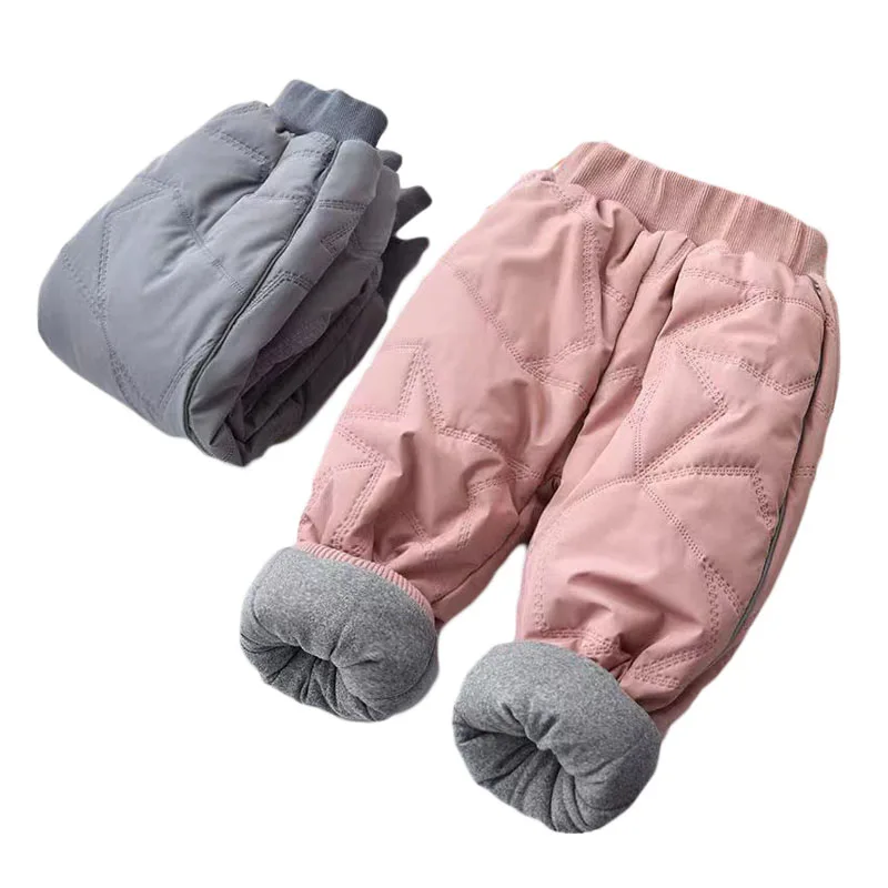 Winter Kinder Baumwolle Hosen Baby Jungen Unten Hosen Vier-schicht Fleece Verdickung Baumwolle Kinder Kleidung Junge Mädchen Hosen 0-6Y Image