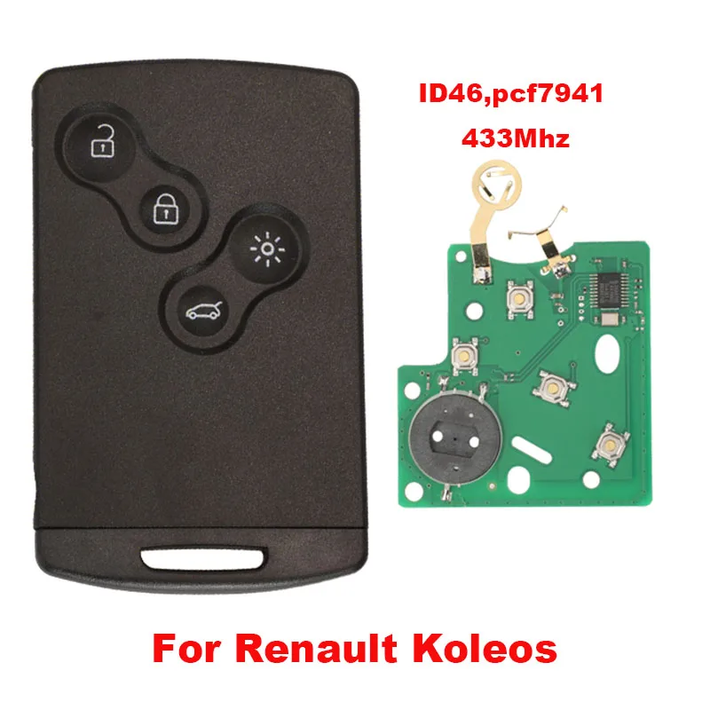 Jingyuqin Fernbedienung Autoschlüsselsteuerung für Renault Koleos ID46/PCF7941Chip 433 MHz Image