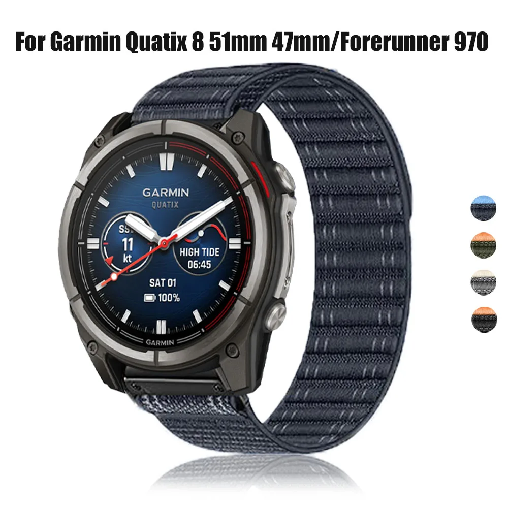Nylon-Schlaufenarmband 22/26 mm für Garmin Quatix 8 47 mm 51 mm Band Fenix 8 E 7 7X 6X 6 Pro/Forerunner 970 965 Offizielles Armband Correa Image