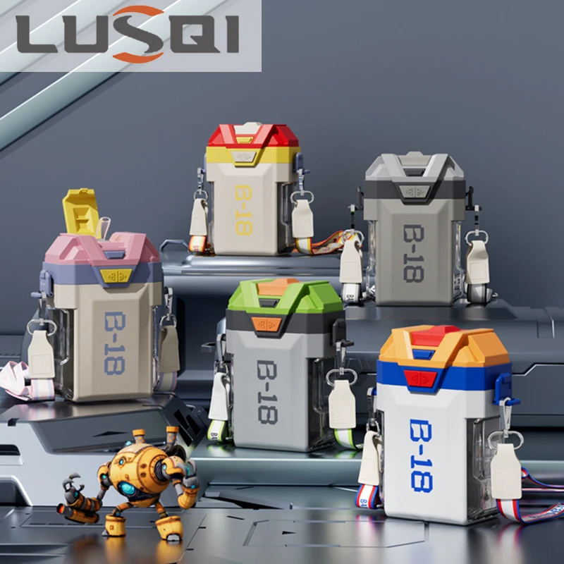 LUSQI Neue 710 ml Große Kapazität Kreative Doppel Trinkbecher Kühlen Mecha Student Wasser Tasse kinder Wasser Tasse Bruchsicher tasse Image